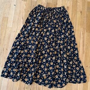 Vintage Floral navy, orange and green midi Skirt